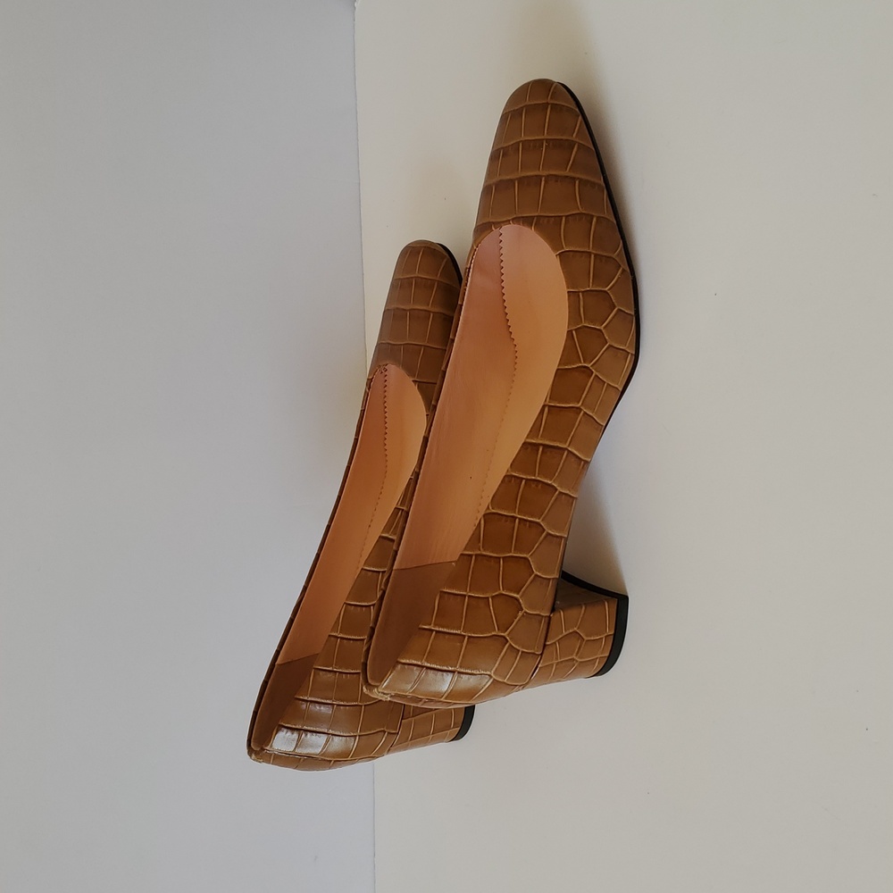 J. Crew - Croc Embossed Block Heel Pumps